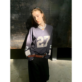 LONSLAN V领贴钻拼色球衣长袖 2024秋季 新款