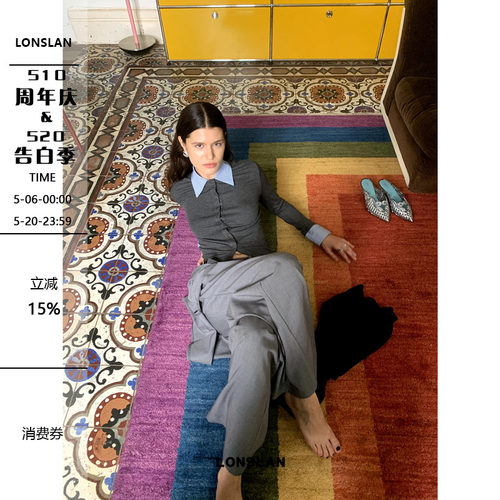 LONSLAN 2024AW NEW条纹衬衫领口袖口拼接开衫
