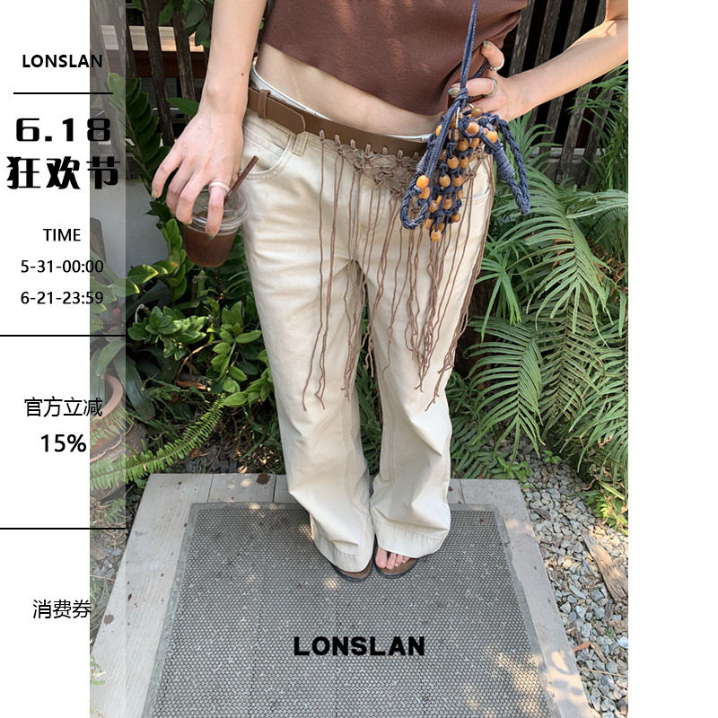 LONSLAN 2026SUMMER春夏新款 卡其色牛仔直筒裤