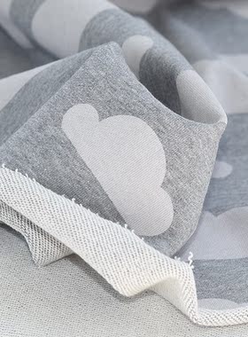 她慕全棉加厚儿童秋冬卫衣布料纯色毛圈针织灰蓝色外套服装面料