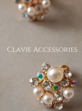 秋冬新vintage复古风水钻仿珍珠夸张华丽大耳钉螺丝无耳洞耳夹女