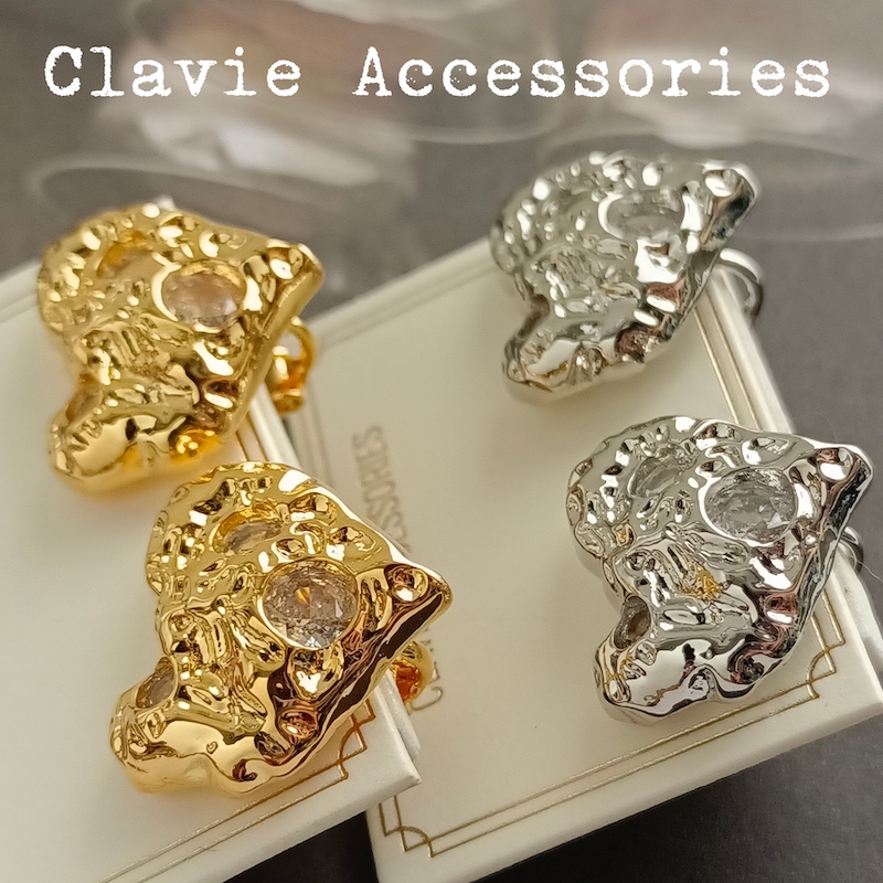 CA甜酷冷淡风水钻爱心耳夹耳钉