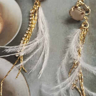 日系独特美飘逸仙气聚会旅行拍照流苏长款羽毛耳钉耳环无耳洞耳夹