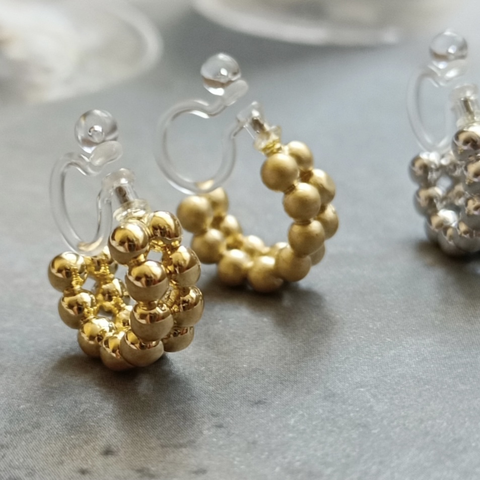 日韩高级质感金属简约哑光金色银色迷你c形半圆圈耳钉树脂耳夹u型