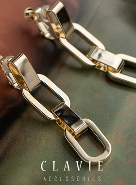 无耳洞耳夹女秋冬高级感链条风复古欧美长款适合圆脸显瘦气质耳钉