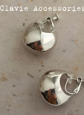 日杂耳夹无耳洞女有质感分量高级感金属风金色银色金球耳钉耳环