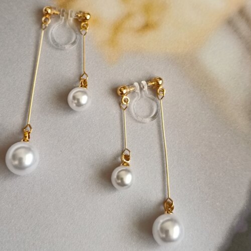 日系简单日常可爱精致流苏会晃动前后挂坠式耳钉无耳洞树脂耳夹女