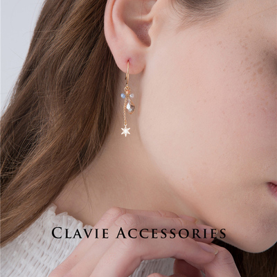 日本设计师同款水晶雪花串珠耳环