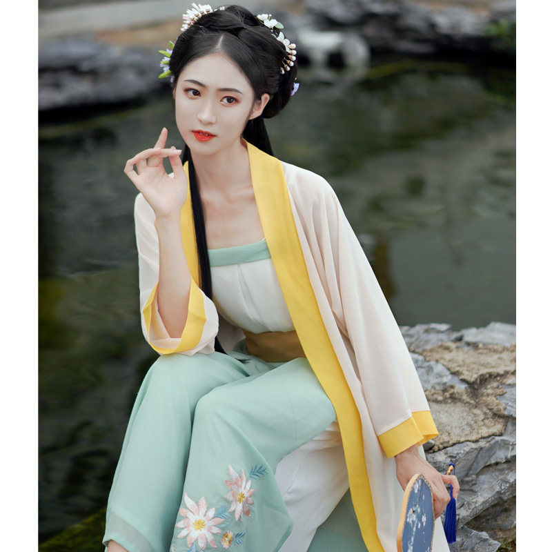 西域汉唐忆夏原创白菜宋制汉服全套女仙气宋裤褙子三件套中国风古