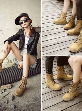 真皮英伦马丁靴男靴子高帮工装鞋沙漠短靴机车情侣款骑士牛仔靴潮