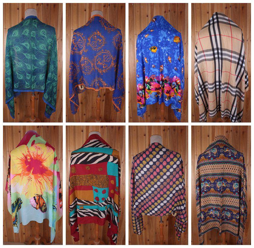 古着 欧美复古小香奢侈品巴洛克真丝毛料长款围巾丝巾披肩保暖C2