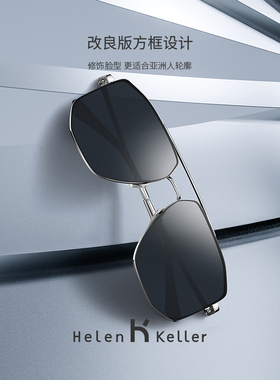 海伦凯勒墨镜带有度数的近视太阳镜男大脸圆脸胖偏光开车专用眼镜