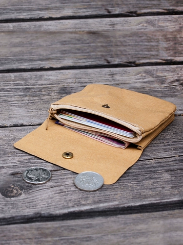 Кожаный свежий маленький ультратонкий кошелек, монеты, милый бумажник, простой и элегантный дизайн