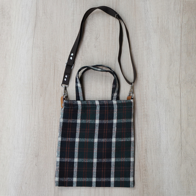 日系文艺小众格子包小帆布袋轻便手提日常百搭便携通勤斜挎单肩包