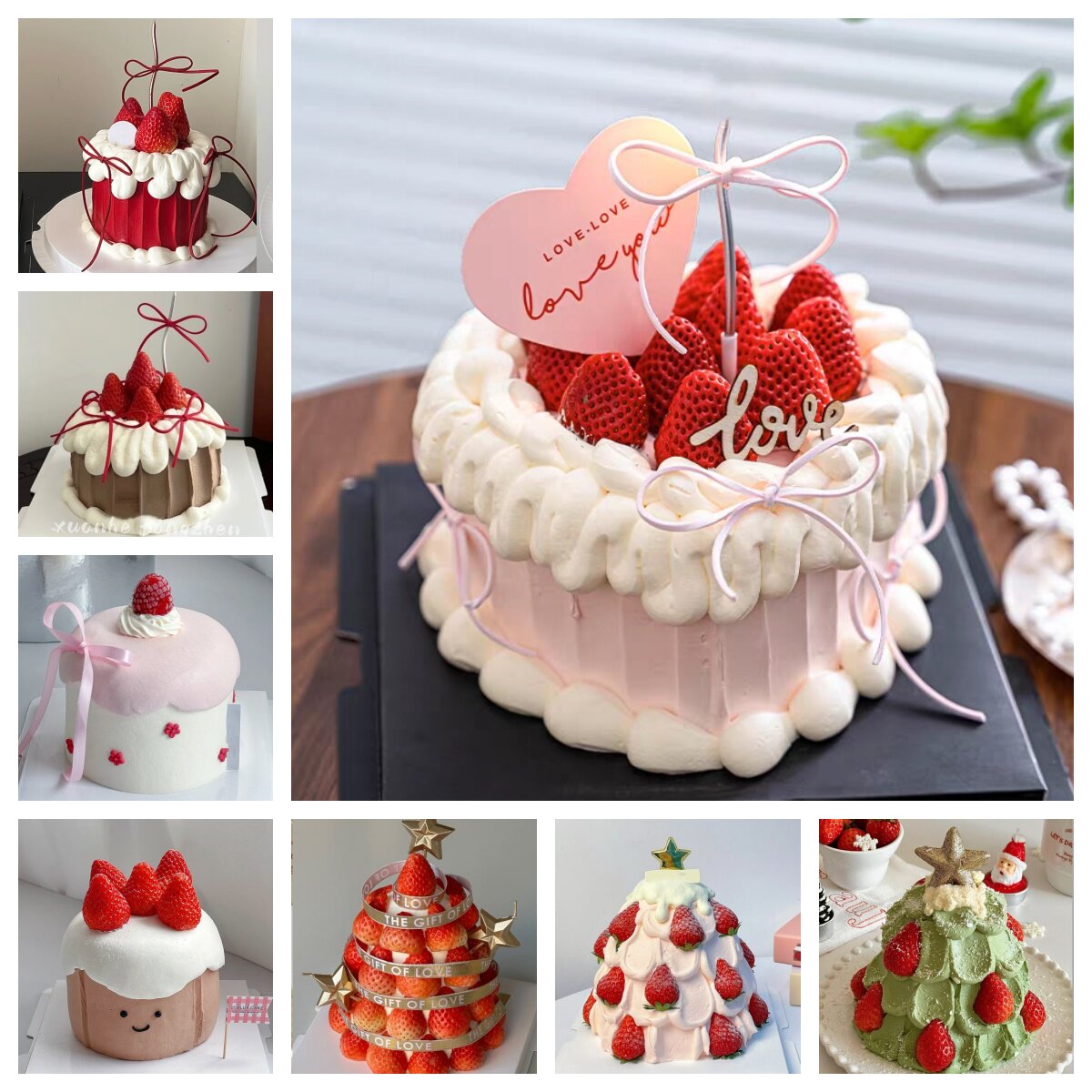 2026年新款草莓蛋糕模型 仿真奶油草莓塔水果点心摄影假蛋糕样品