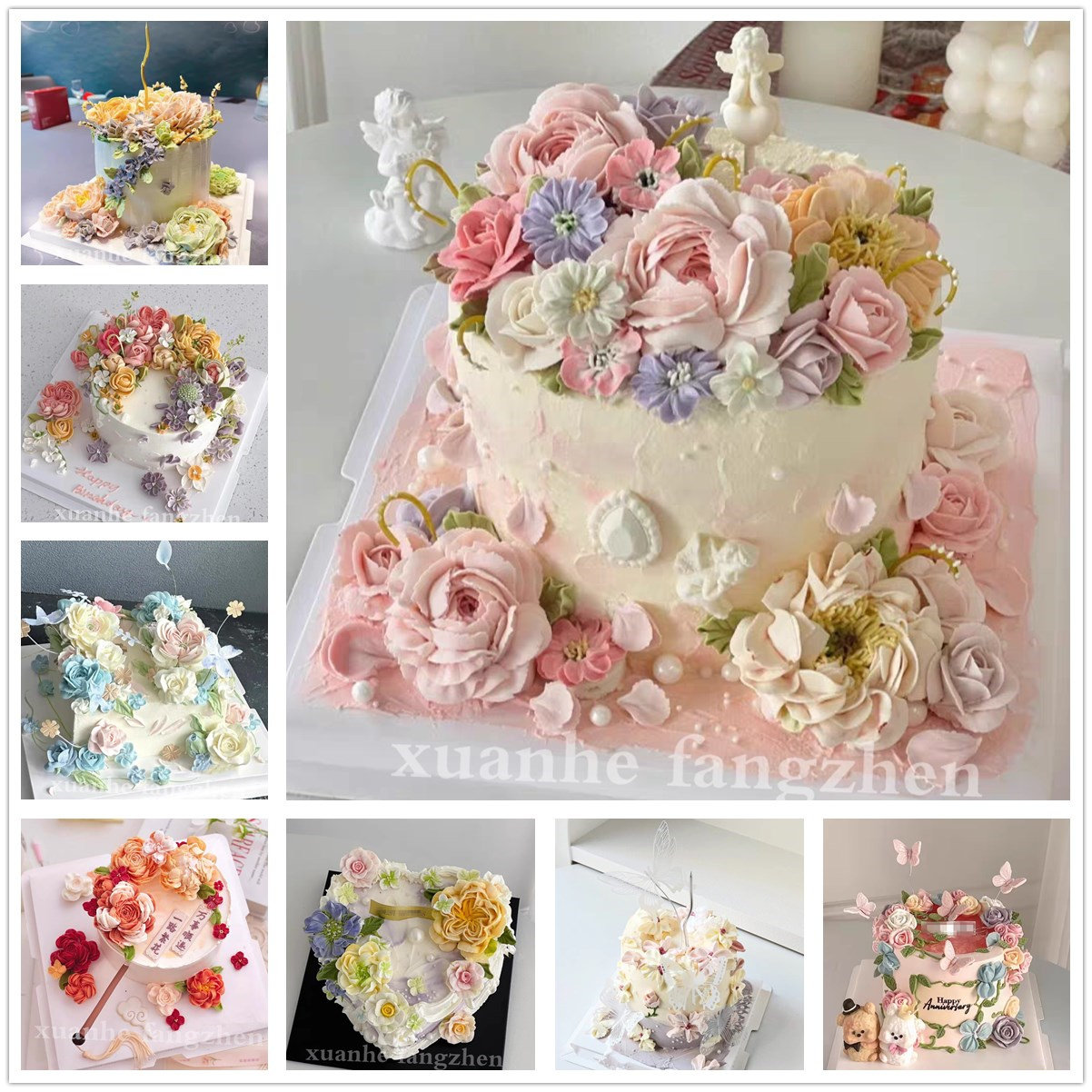 复古韩式裱花生日仿真蛋糕模型