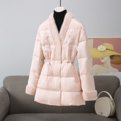 海宁皮草外套女水貂毛鹅绒羽绒服