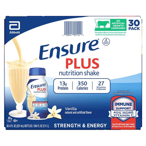 美国雅培安素Ensure成人蛋白质液体奶237ml*30瓶香草味plus加强版