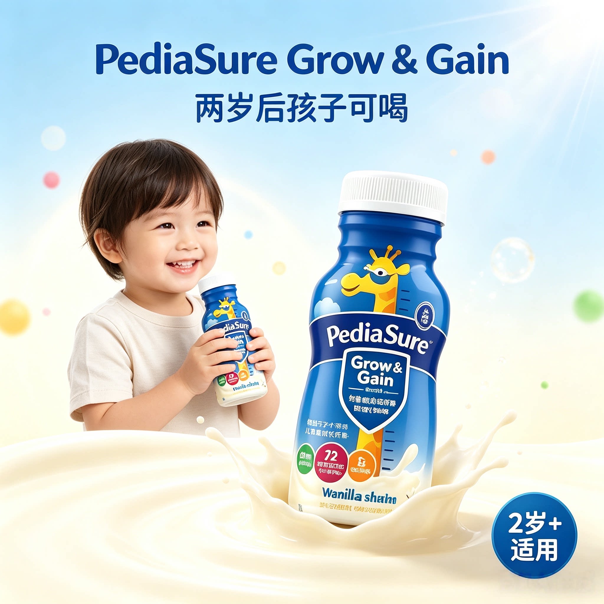 美国小安素液体奶2到13岁青少年成长即饮营养液体水奶237mL*24瓶