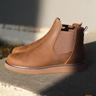VIBRAM DOVER 棕色GLOBE切尔西短靴男女复古百搭舒适高帮板鞋