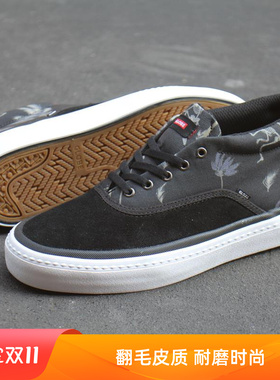 中帮GLOBE滑板鞋翻毛皮耐磨减震舒适男士印花系带休闲运动BMX板鞋