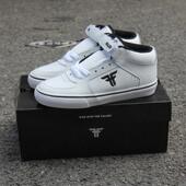 MID耐磨透气皮质运动男女BMX板鞋 纯白色FALLEN中帮滑板鞋 TREMONT