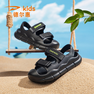 德尔惠男童包头沙滩鞋运动鞋2025新款夏款公主鞋软底防滑女童凉鞋