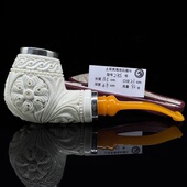 土耳其海泡石烟斗2356双银圈满雕花篮空腔大气室大师手工雕刻签名