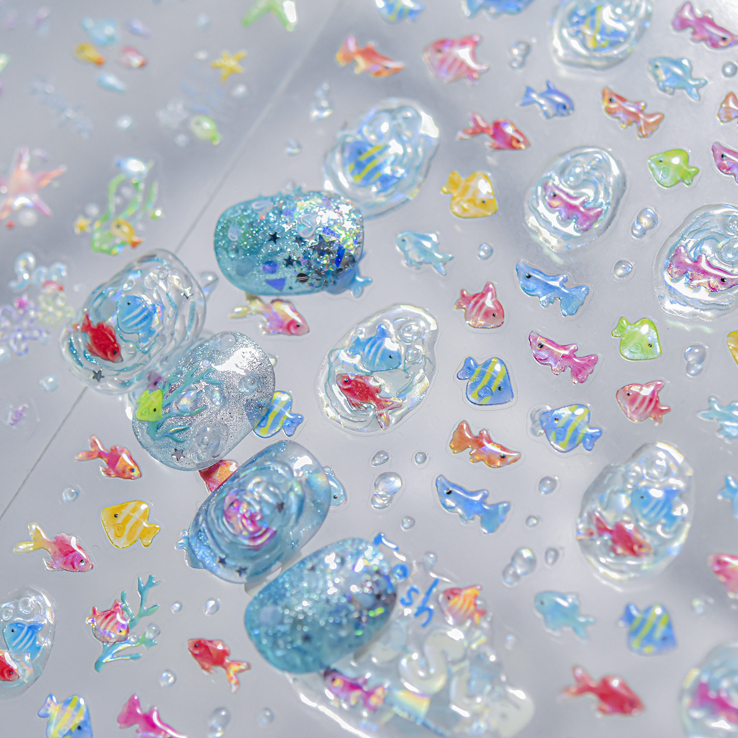 热带鱼果冻立体美甲贴纸装饰ins海洋指甲电脑手机壳iPad手账贴