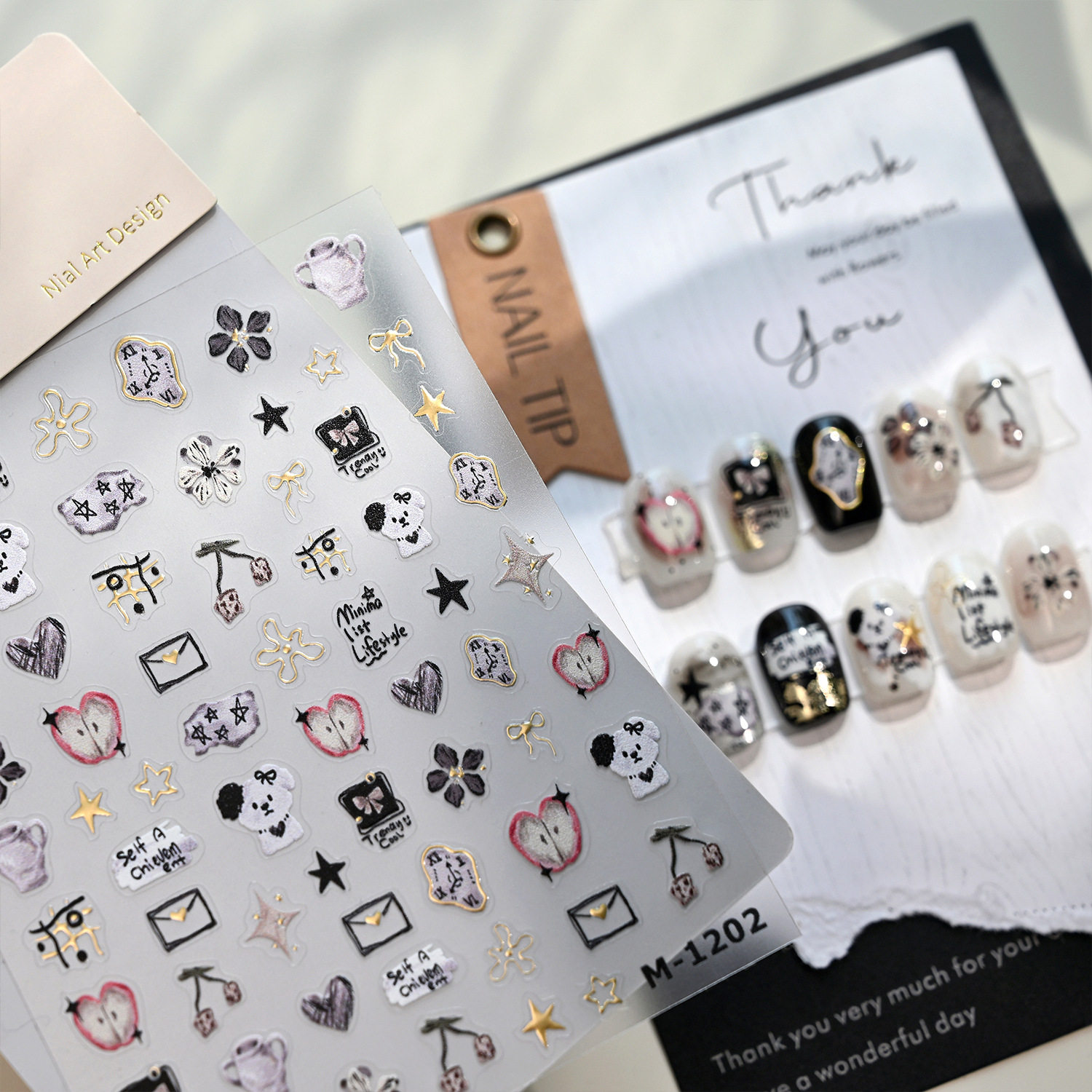 爱心呆萌狗狗浮雕立体美甲贴纸iphone17镜头装饰指甲电脑ipad贴画