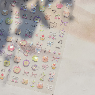 粉色涂鸦贝壳光美甲贴纸装 饰指甲电脑手机壳平板文具手账迷你贴画