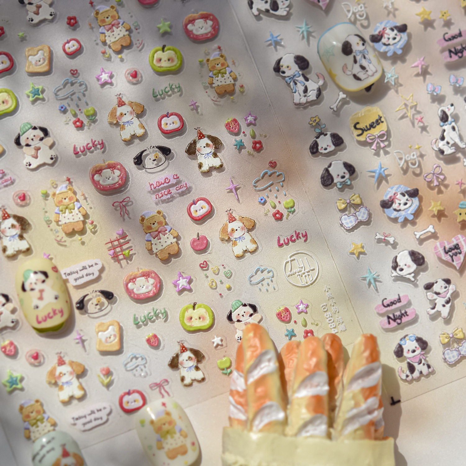 小熊小狗浮雕立体美甲贴纸装饰指甲电脑手机壳ipad小图案素材贴画