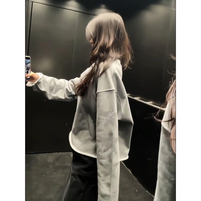 星星烫钻长袖卫衣女秋冬季美式复古潮牌高级感宽松慵懒风体恤上衣