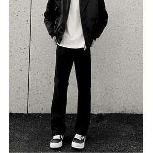 怪兽实验室黑色弯刀牛仔裤男款美式高街直筒微喇裤子