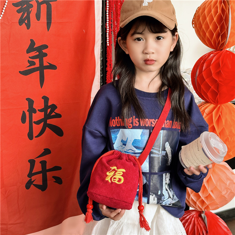 儿童红色福袋超轻迷你小包包新年零钱包喜庆过年斜挎包宝宝男女童