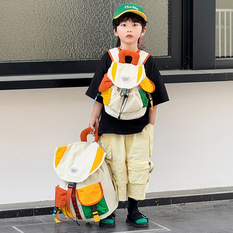 2025新款多巴胺撞色幼儿园小学生儿童书包男女孩外出轻便研学背包图片