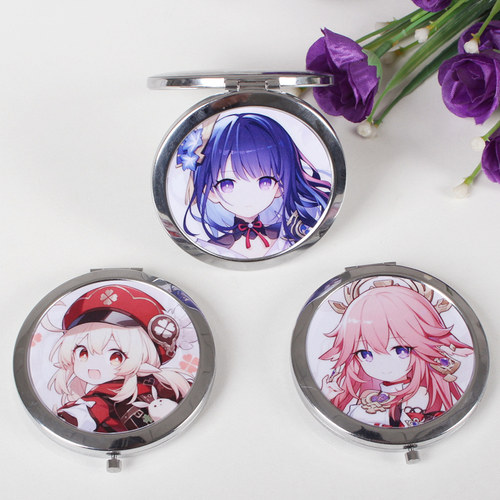 原神二次元迷你来图定制小镜子随身携带化妆镜圆镜便携折叠双面镜