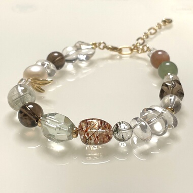 【财缘多多多】原创设计师手链多宝纯天然无优化绿水晶超七绿幽灵