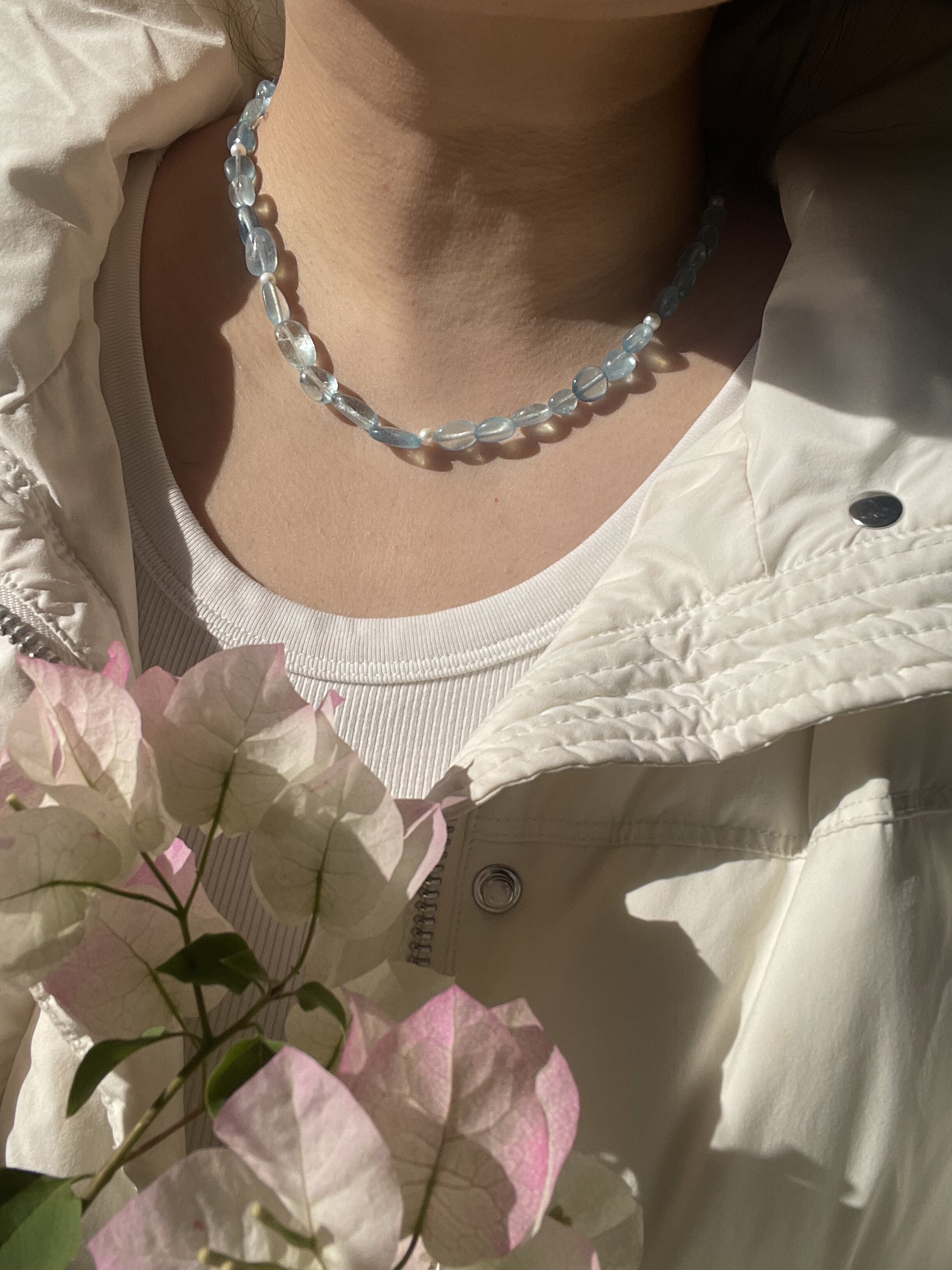 【大晴天】还是【雷雨天】原创设计师项链天然海蓝宝珍珠堇青石