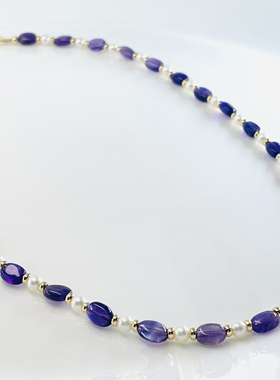 【加点紫气】原创设计师九紫离火项链珍珠紫水晶通勤不撞款