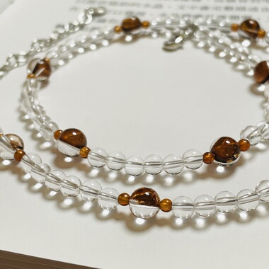 【喜金项链】多款！原创设计师金发晶白水晶透体补bu金项链五行