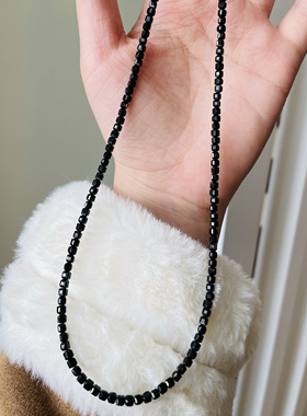 【黑武士】爆款爆闪天然水晶黑尖晶项链通勤时尚