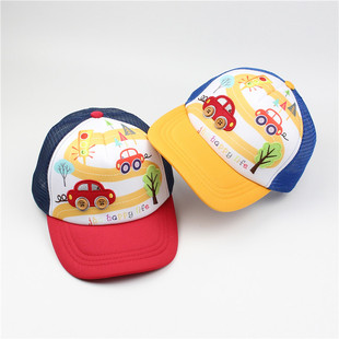 男童卡通小汽车网眼鸭舌帽小孩出游防晒遮阳帽棒球帽 儿童帽子夏季