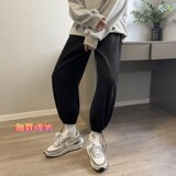 秋冬季港风男ins纯色呢料休闲加绒加厚束脚裤男K2101P50控68，男装休闲裤，电商B315