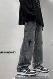 2023春季新款港风宽松拖地牛仔裤十字架长裤K3651P55控68，男装牛仔裤，电商B315