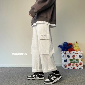 秋男士多口袋束脚裤青少年港风大口袋贴标工装裤 K3665 P45控58图片