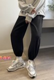港风卫裤男秋冬呢料纯色休闲加绒加厚束脚裤男K2101P50控68，男装休闲裤，电商B315