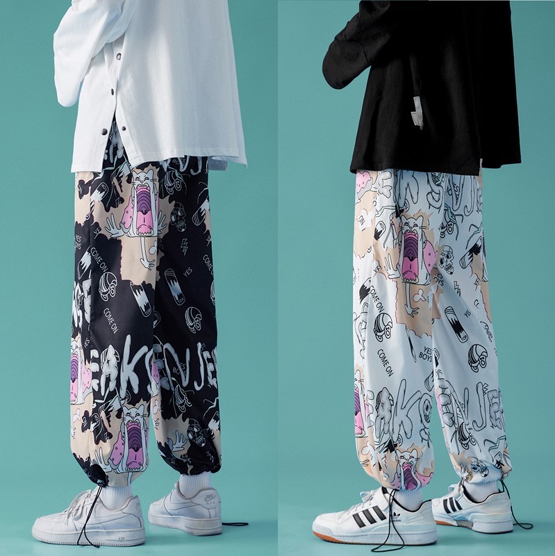 春夏季/小怪兽图案设计潮流港风宽松九分裤B315-K3603-P35控48,男装休闲裤,电商B315