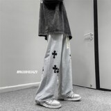 2023春季新款高街十字架拖地卫裤常规K3663P45控价58，男装休闲裤，电商B315