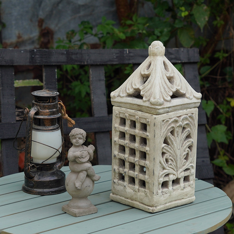 法式复古做旧风灯蜡烛台粗陶园艺摆件阳台花园造景装饰庭院布置,家居饰品,桌面摆件,淘宝优惠券,粉丝福利购,淘宝优惠卷